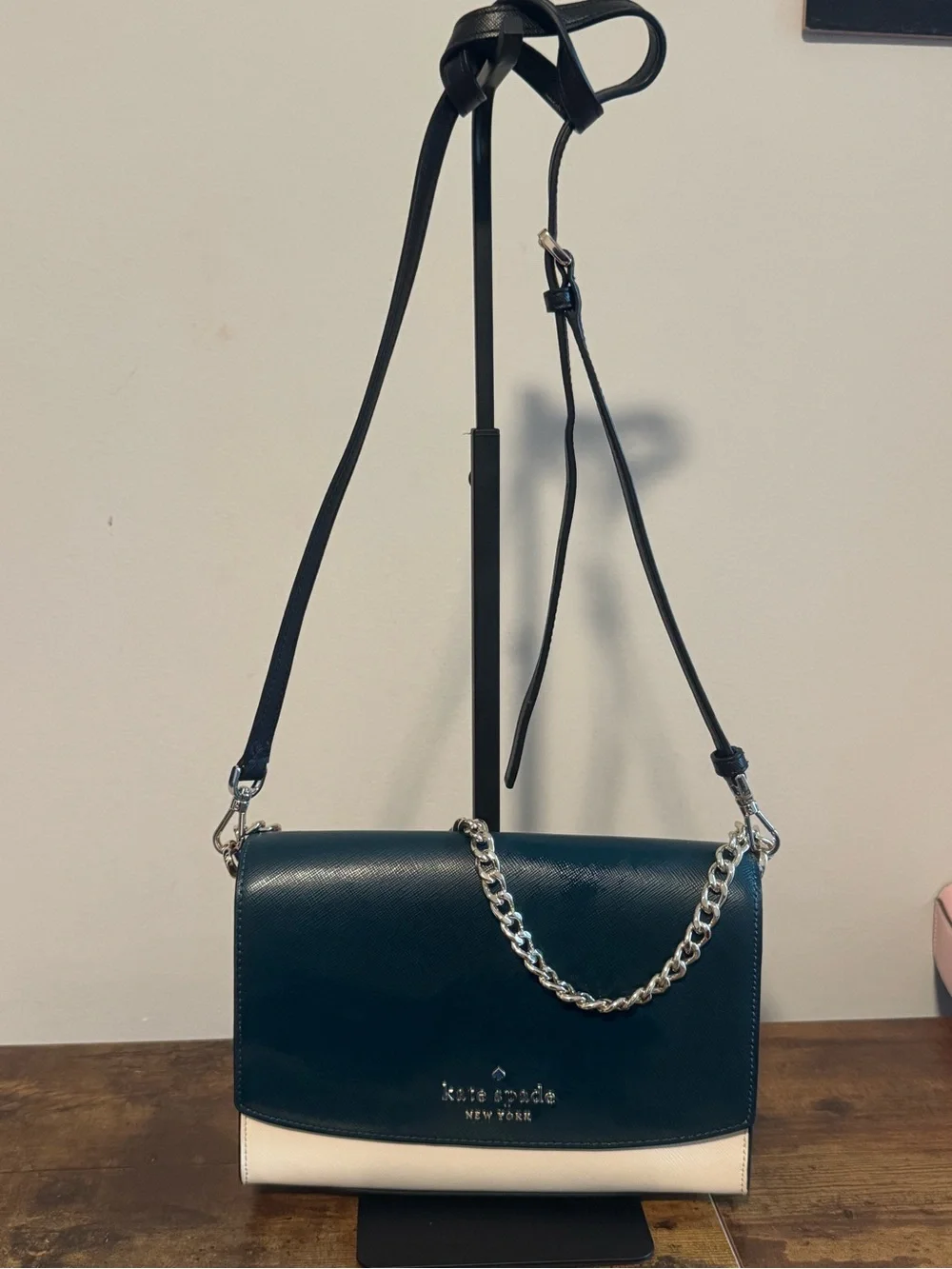 kate spade Two-Tone Dark Teal and Cream Crossbody Shoulder Bag